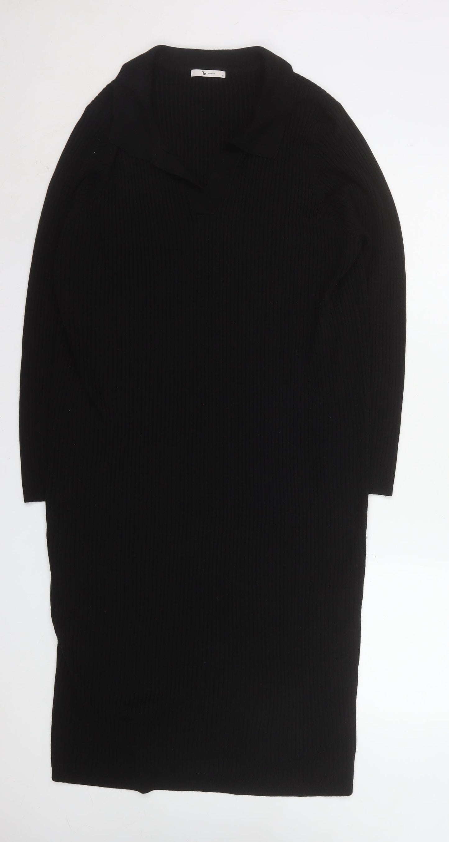 Tu Women Black Size 20 Collared Bodycon Knit Dress