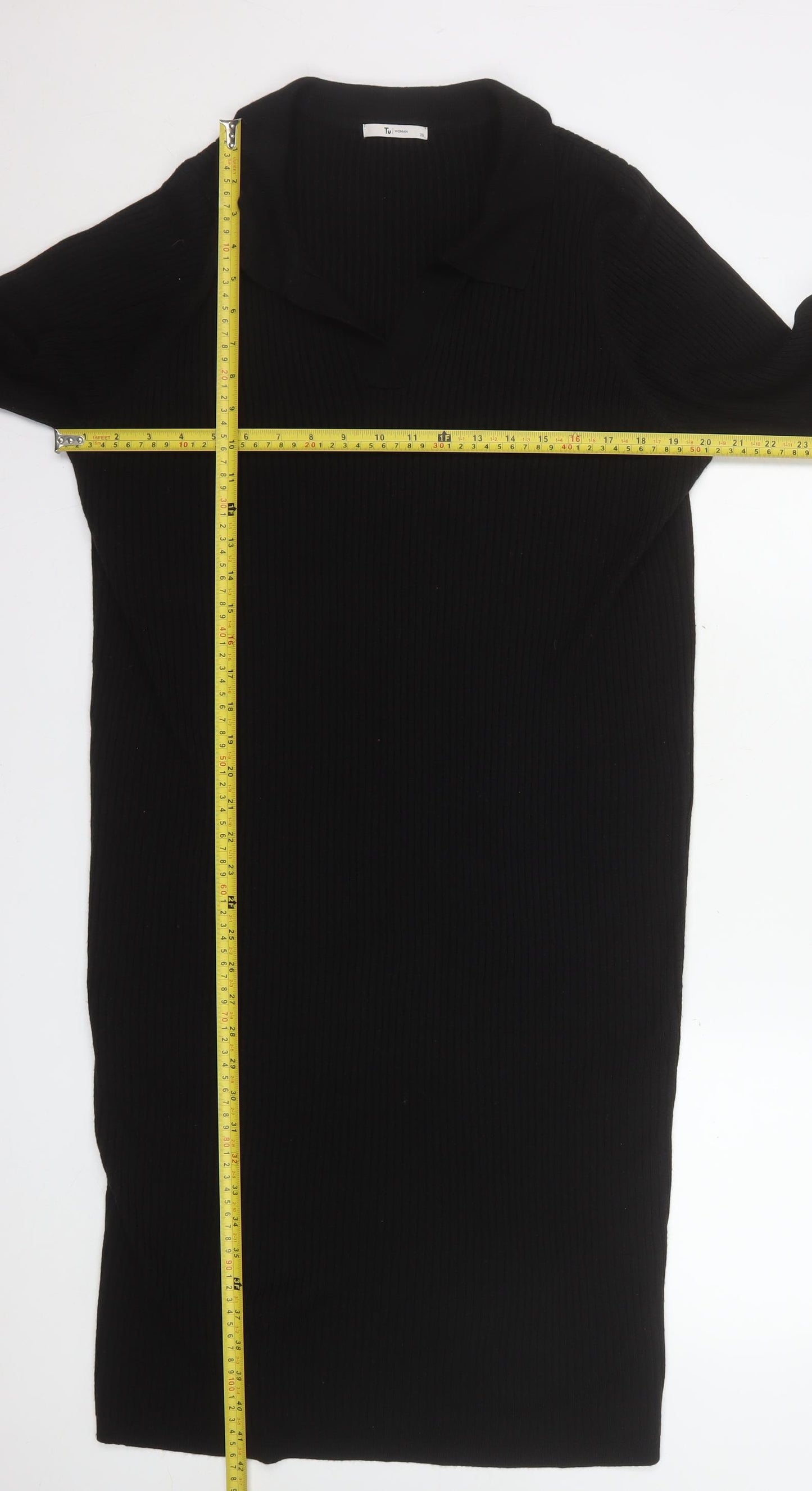 Tu Women Black Size 20 Collared Bodycon Knit Dress