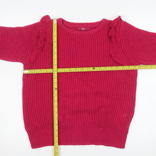 Next Women Pink Crew Neck Ruffle Sleeve Knit Jumper Size 14