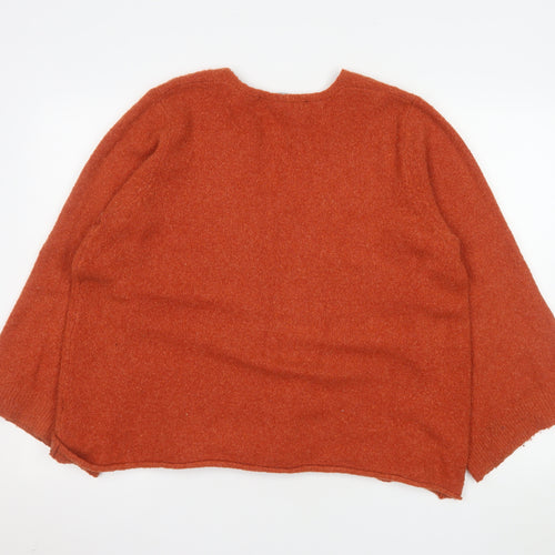 French Connection Women's Orange V-Neck Knit Jumper Size S