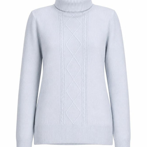 M&Co Women’s Pale Blue Roll Neck Cable Knit Jumper Size 12