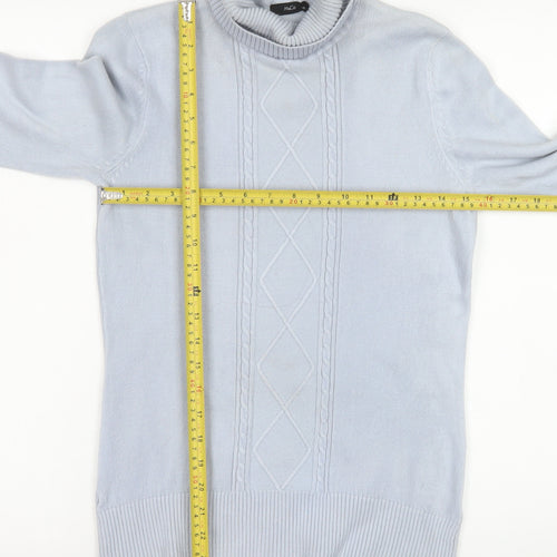 M&Co Women’s Pale Blue Roll Neck Cable Knit Jumper Size 12
