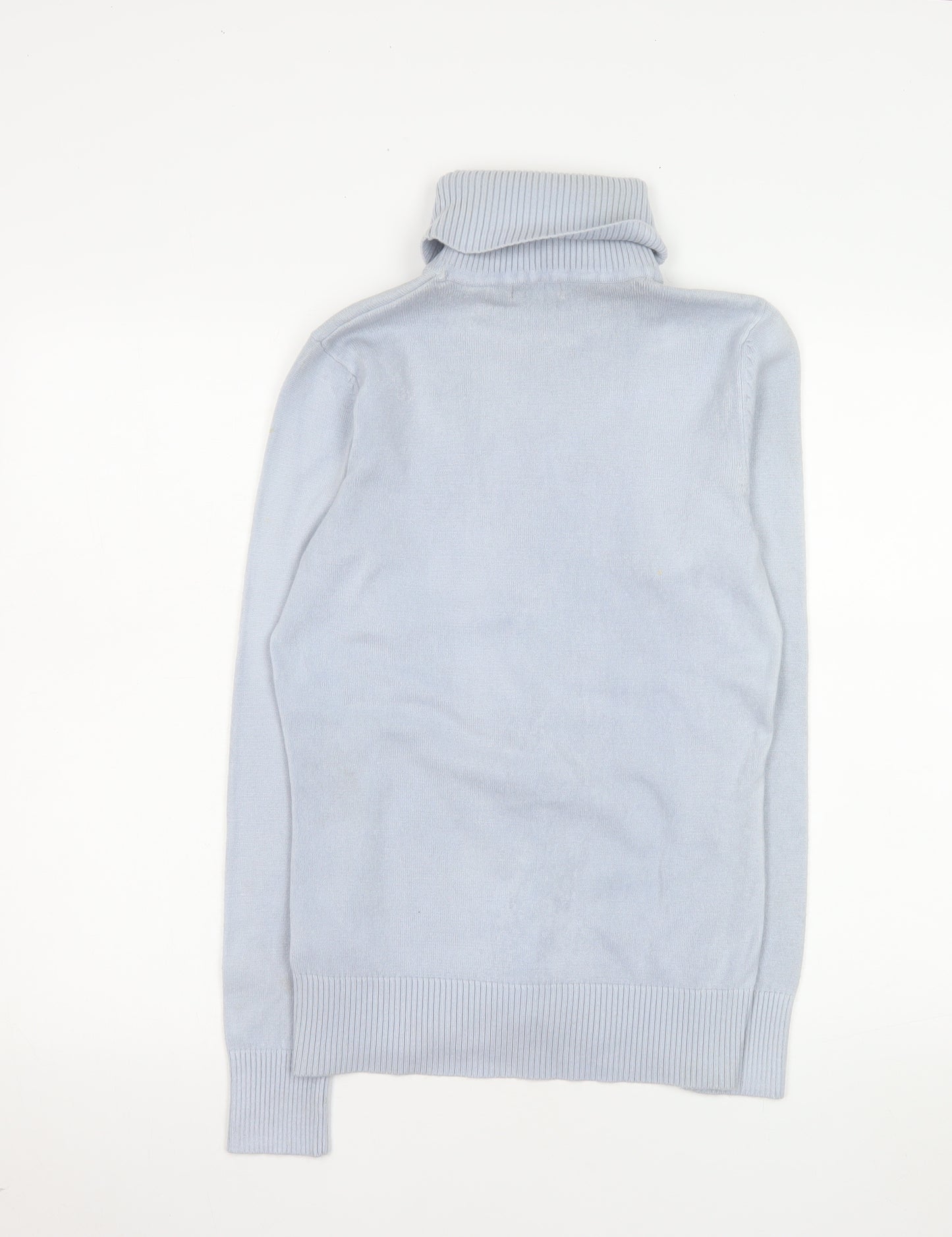 M&Co Women’s Pale Blue Roll Neck Cable Knit Jumper Size 12