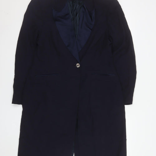 Principles Amanda Wakeley Navy Long Single-Breasted Blazer Coat UK 16