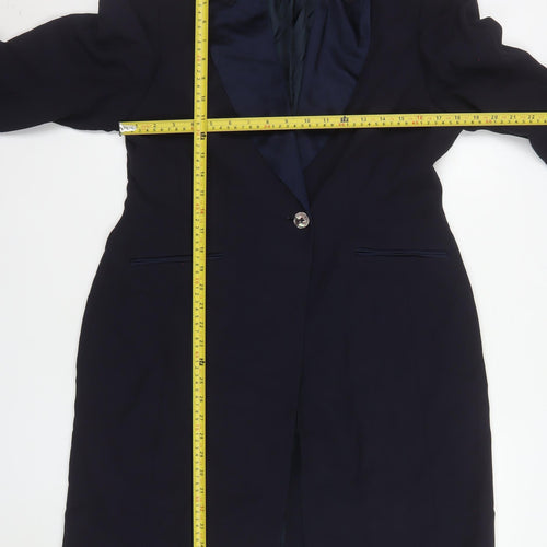 Principles Amanda Wakeley Navy Long Single-Breasted Blazer Coat UK 16