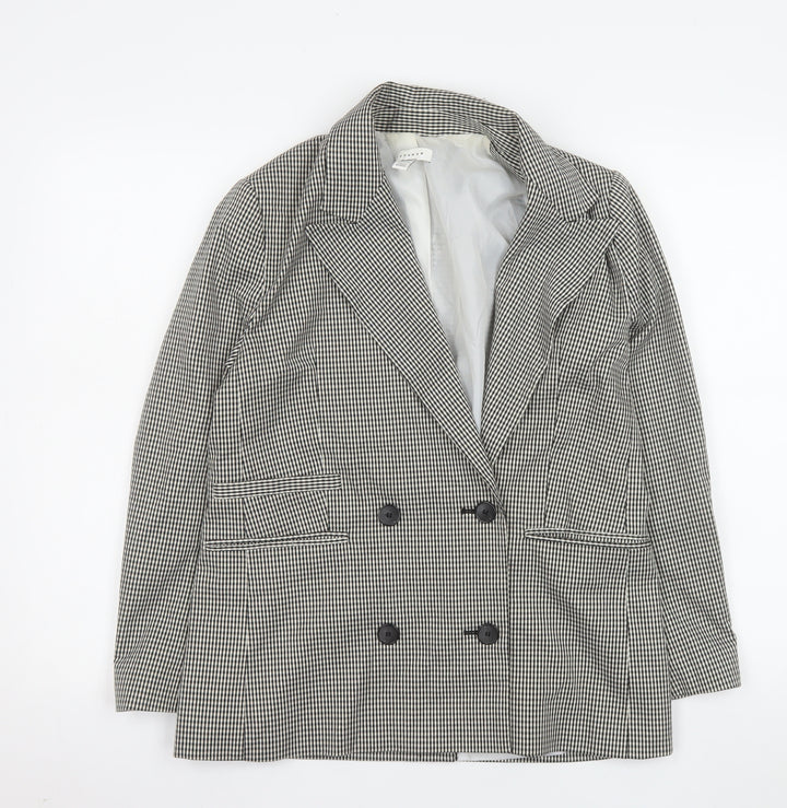 Topshop Women Black Check Double-Breasted Blazer UK 8
