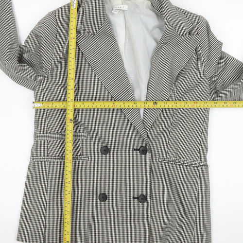 Topshop Women Black Check Double-Breasted Blazer UK 8
