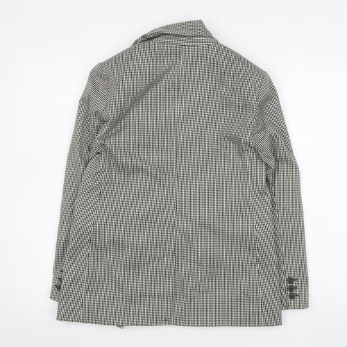 Topshop Women Black Check Double-Breasted Blazer UK 8
