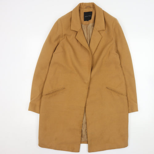 New Look Women's Beige Long Overcoat Size 12 Regular Twill