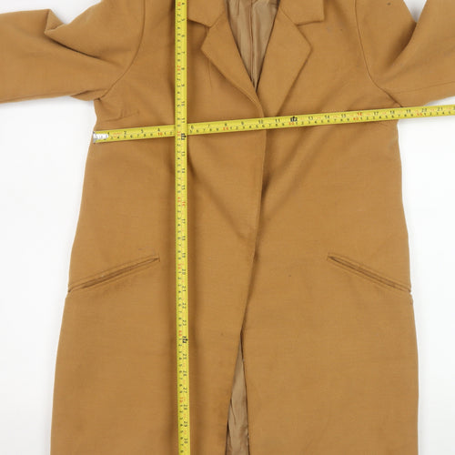 New Look Women's Beige Long Overcoat Size 12 Regular Twill