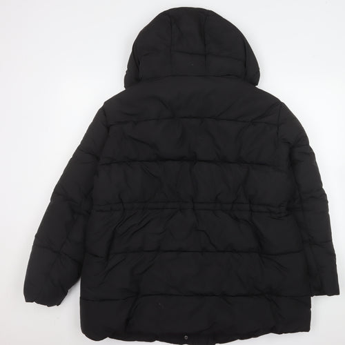 F&F Women's Black Puffer Jacket S Hooded Quilted Winter Coat