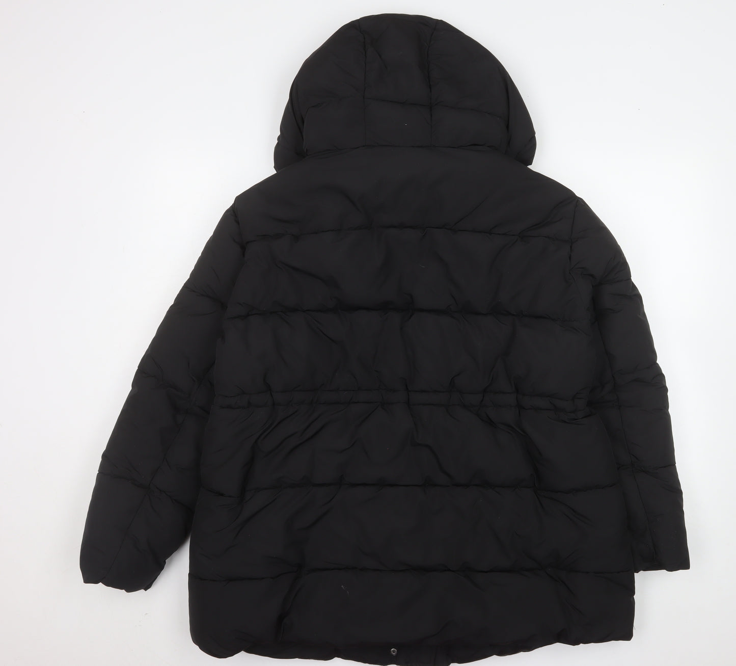 F&F Women's Black Puffer Jacket S Hooded Quilted Winter Coat