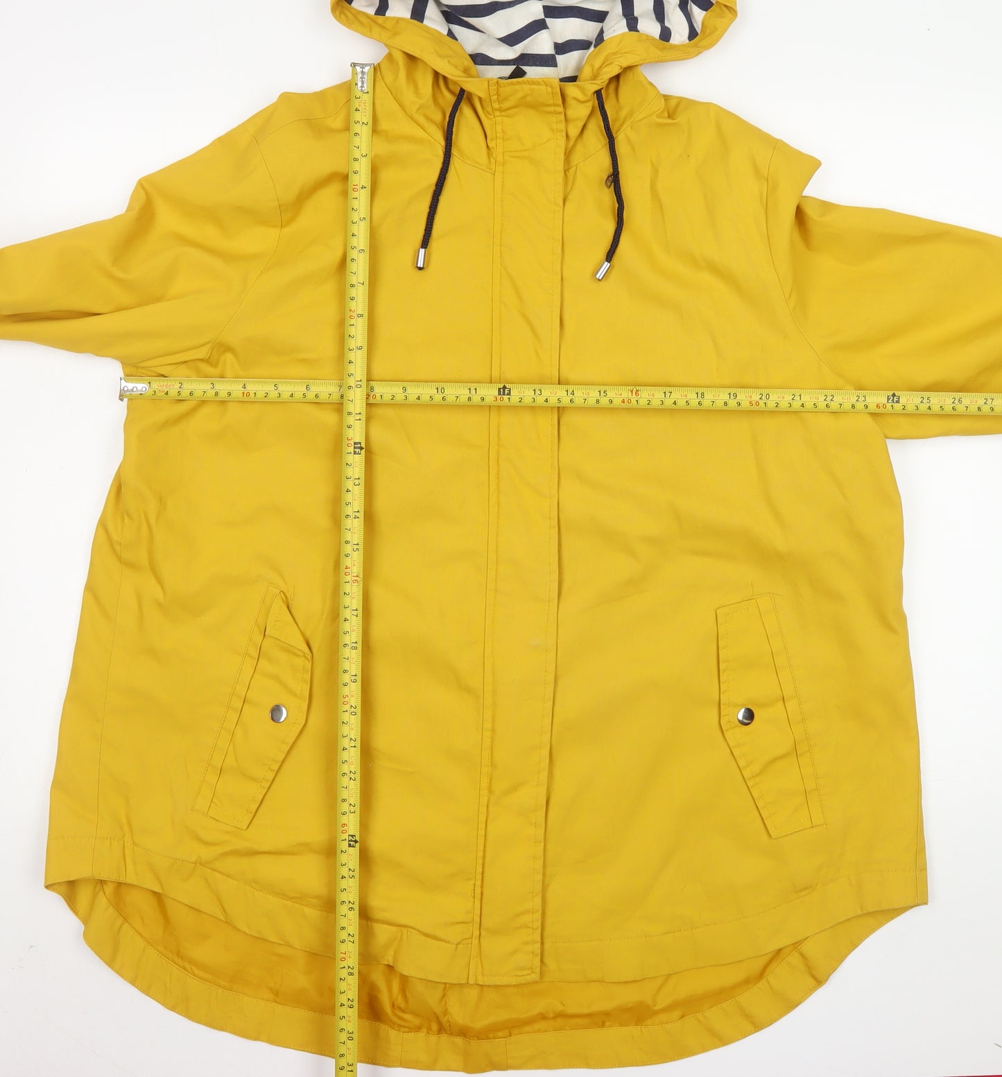Peacocks Women’s Yellow Hooded Rain Coat Jacket Size 18