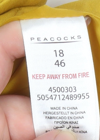 Peacocks Women’s Yellow Hooded Rain Coat Jacket Size 18