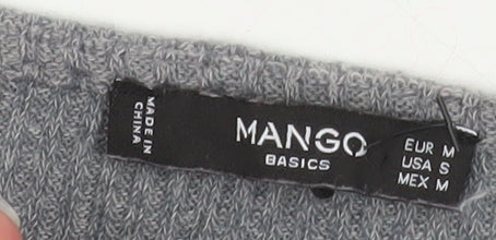 Mango Women Grey V-Neck Knit Bodycon Dress Size 12