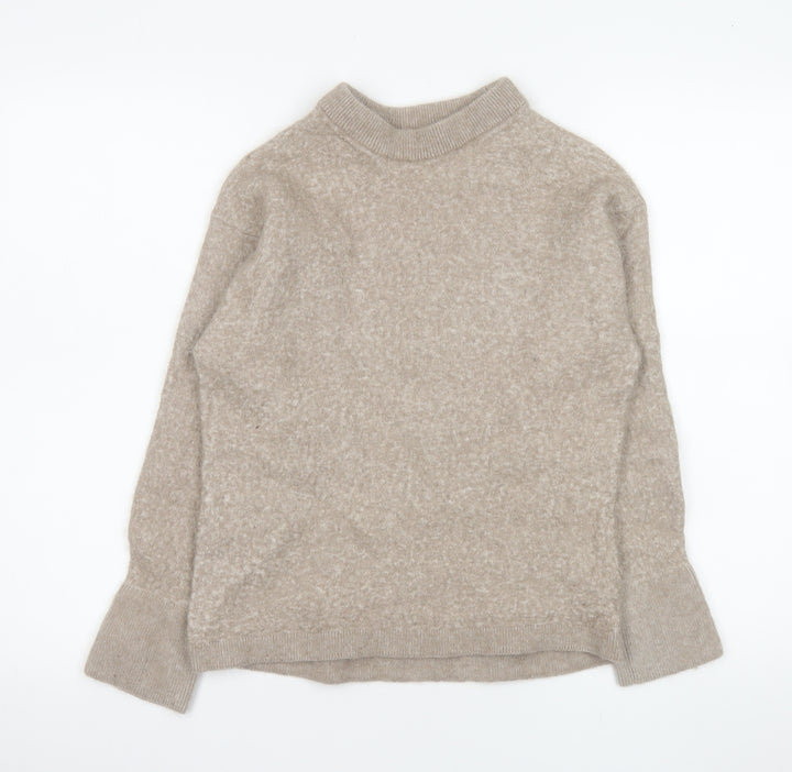 & Other Stories Women Beige Alpaca Mock Neck Pullover Jumper Size 8