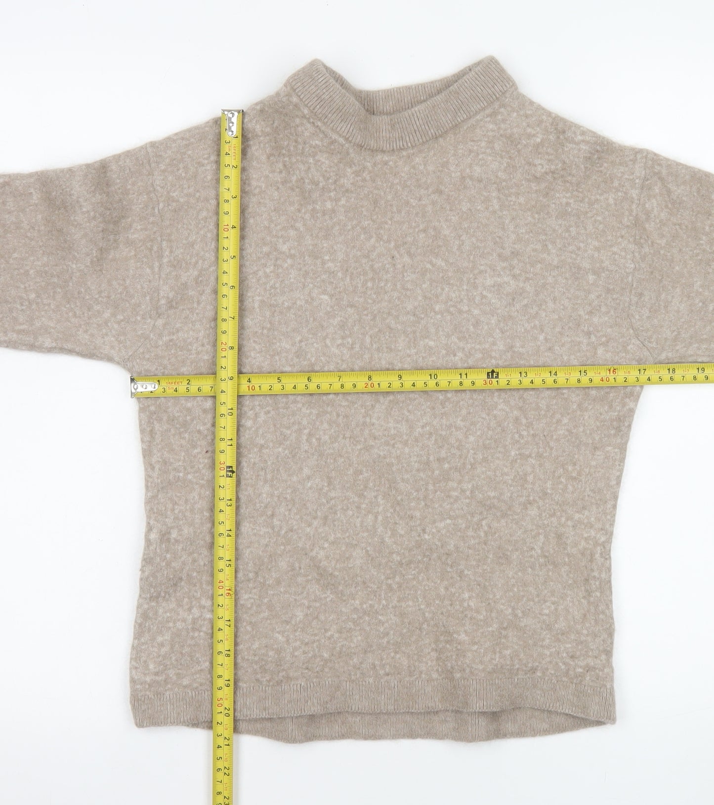 & Other Stories Women Beige Alpaca Mock Neck Pullover Jumper Size 8