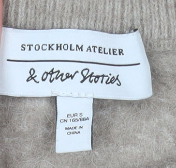 & Other Stories Women Beige Alpaca Mock Neck Pullover Jumper Size 8