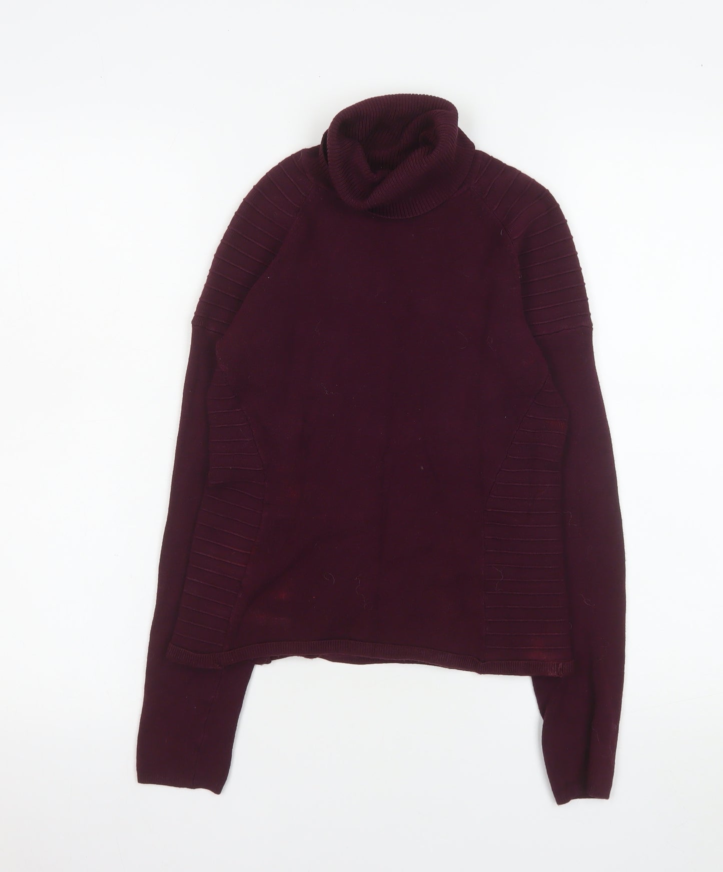 Yuka Womens Purple Roll Neck Slim Fit Knit Jumper Size S