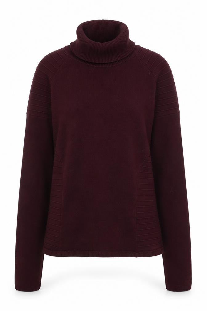 Yuka Womens Purple Roll Neck Slim Fit Knit Jumper Size S
