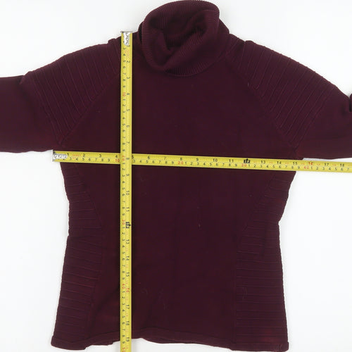Yuka Womens Purple Roll Neck Slim Fit Knit Jumper Size S