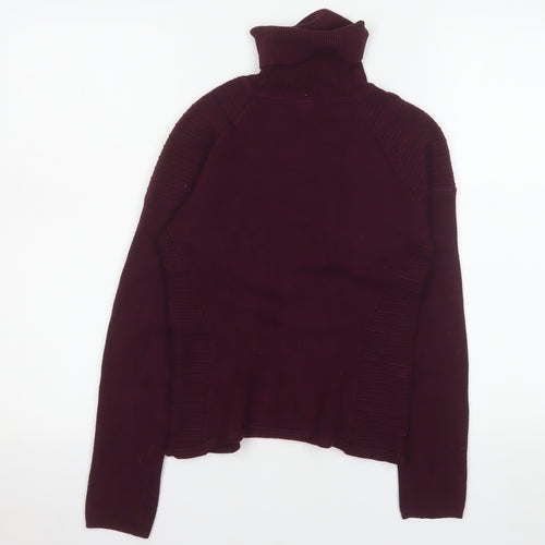 Yuka Womens Purple Roll Neck Slim Fit Knit Jumper Size S