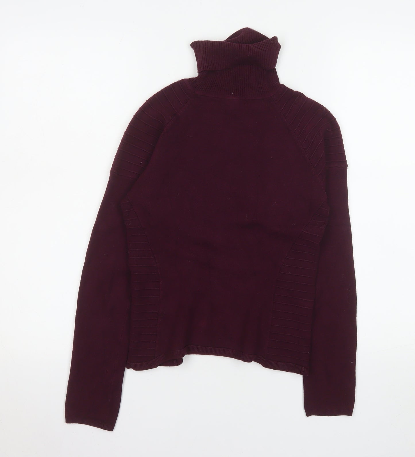 Yuka Womens Purple Roll Neck Slim Fit Knit Jumper Size S