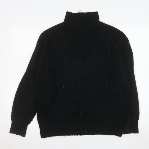 Jack Wills Women Black Half Zip Ribbed Pullover Sweater UK 8