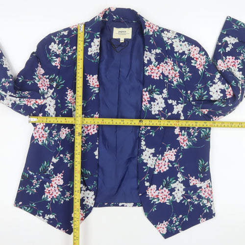 Papaya Women Navy Floral Blazer Jacket Size 14 Polyester Lined