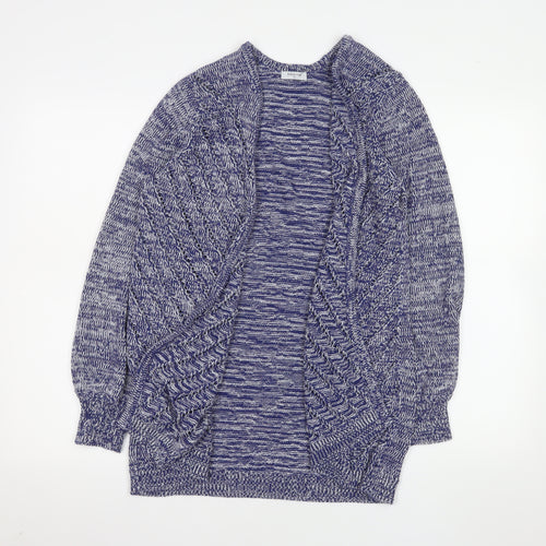 Bella di Notte Women Blue Cardigan Size 12 Open Knit Cotton Blend