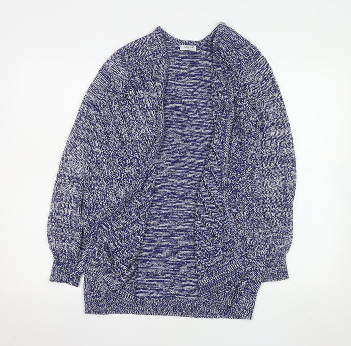 Bella di Notte Women Blue Cardigan Size 12 Open Knit Cotton Blend