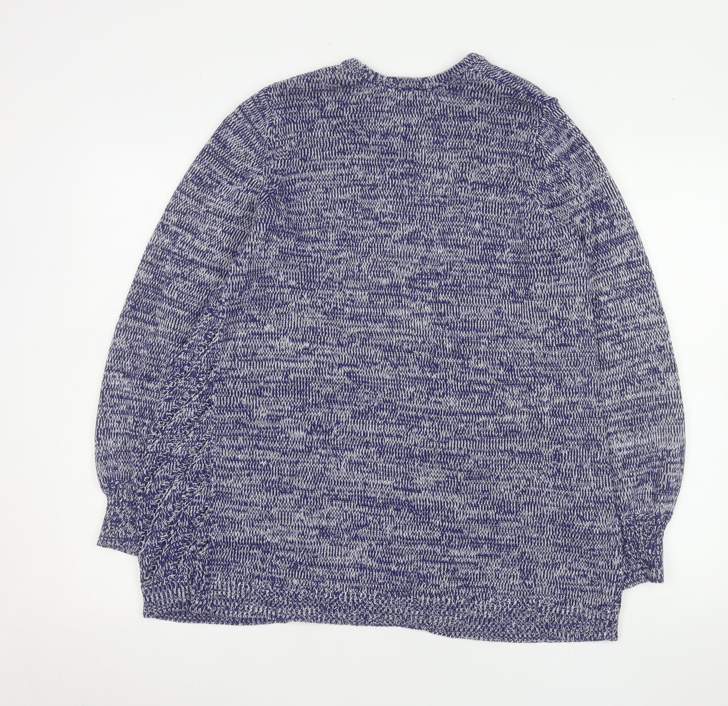 Bella di Notte Women Blue Cardigan Size 12 Open Knit Cotton Blend
