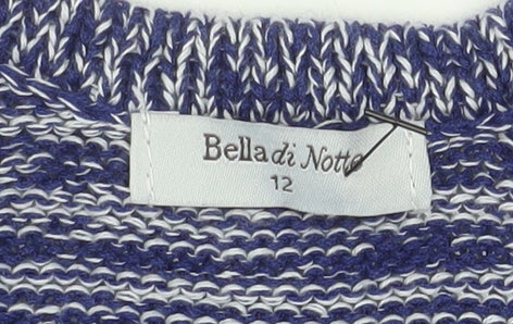 Bella di Notte Women Blue Cardigan Size 12 Open Knit Cotton Blend
