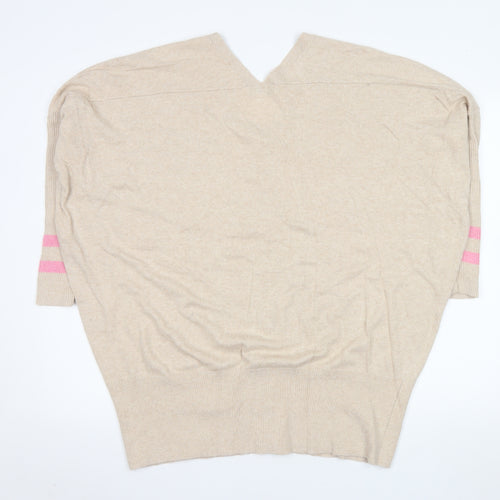 Mint Velvet Womens Beige Full Zip V-Neck Knit Jumper Size M