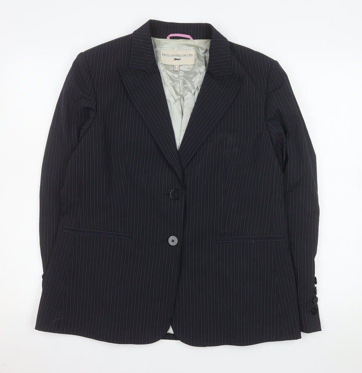 Paul Costelloe City Womens Black Pinstripe Suit Jacket UK 14