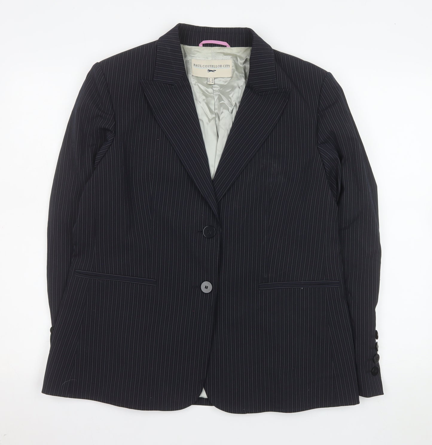 Paul Costelloe City Womens Black Pinstripe Suit Jacket UK 14