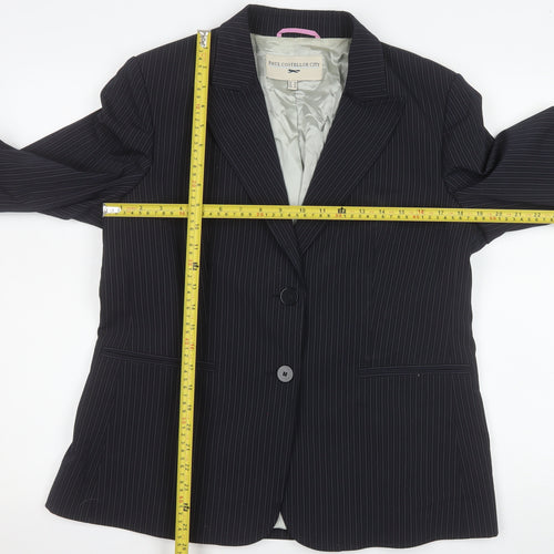 Paul Costelloe City Womens Black Pinstripe Suit Jacket UK 14