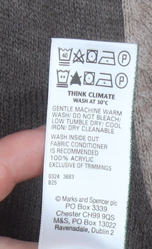Marks and Spencer Womens Beige Colour Block Acrylic Jumper Size 16