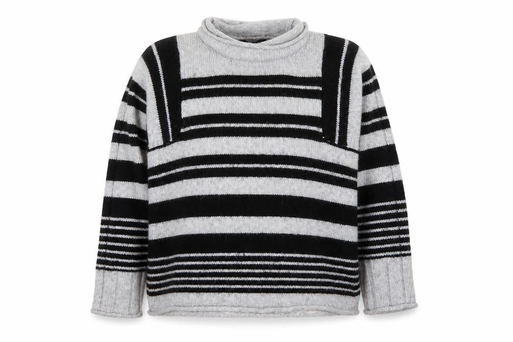 Front view of Next Women’s Grey & Black Striped Roll Neck Knit Jumper, size UK 16