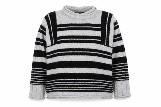 Front view of Next Women’s Grey & Black Striped Roll Neck Knit Jumper, size UK 16