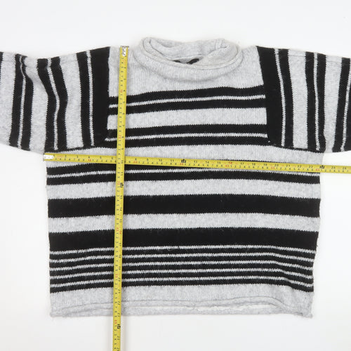 Next Women’s Grey & Black Striped Roll Neck Knit Jumper Size 16