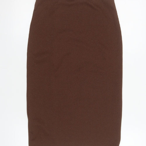 H&M Divided Women Brown Ribbed Knit Pencil Skirt Size S