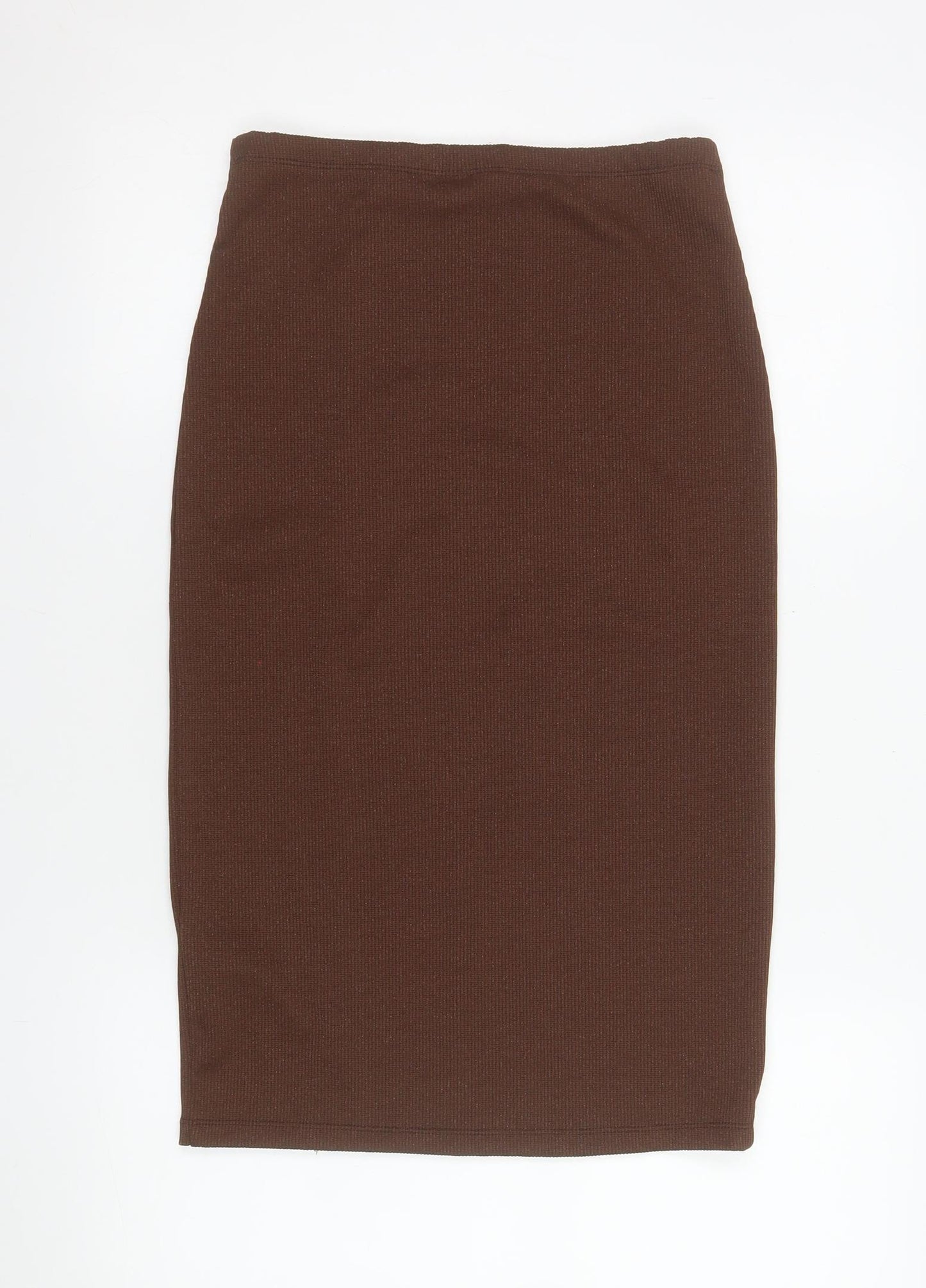 H&M Divided Women Brown Ribbed Knit Pencil Skirt Size S