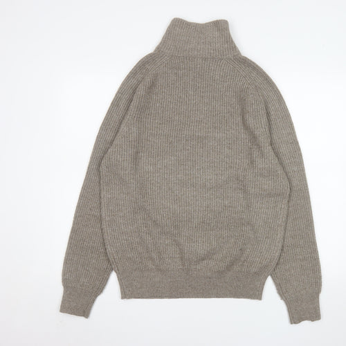 Next Mens Beige 1/2 Zip Ribbed Knit Sweatshirt Size S Classic Style
