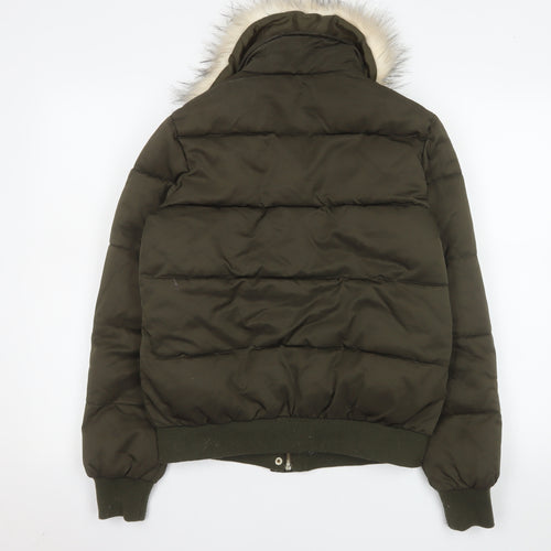 River Island Women’s Green Faux Fur Puffer Jacket UK 10