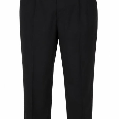 James Barry Mens Black 46 Regular Pleated Wool Blend Dress Trousers