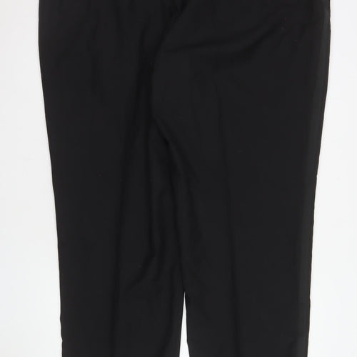 James Barry Mens Black 46 Regular Pleated Wool Blend Dress Trousers