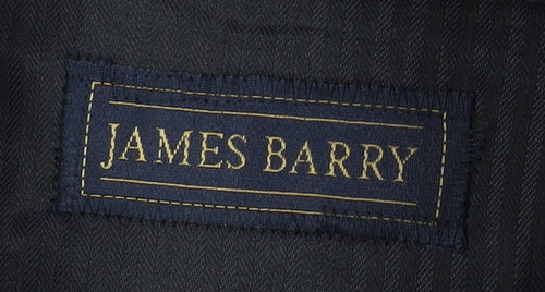 James Barry Mens Black 46 Regular Pleated Wool Blend Dress Trousers