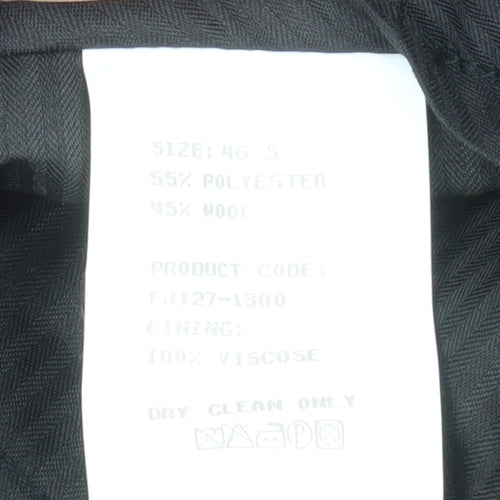 James Barry Mens Black 46 Regular Pleated Wool Blend Dress Trousers