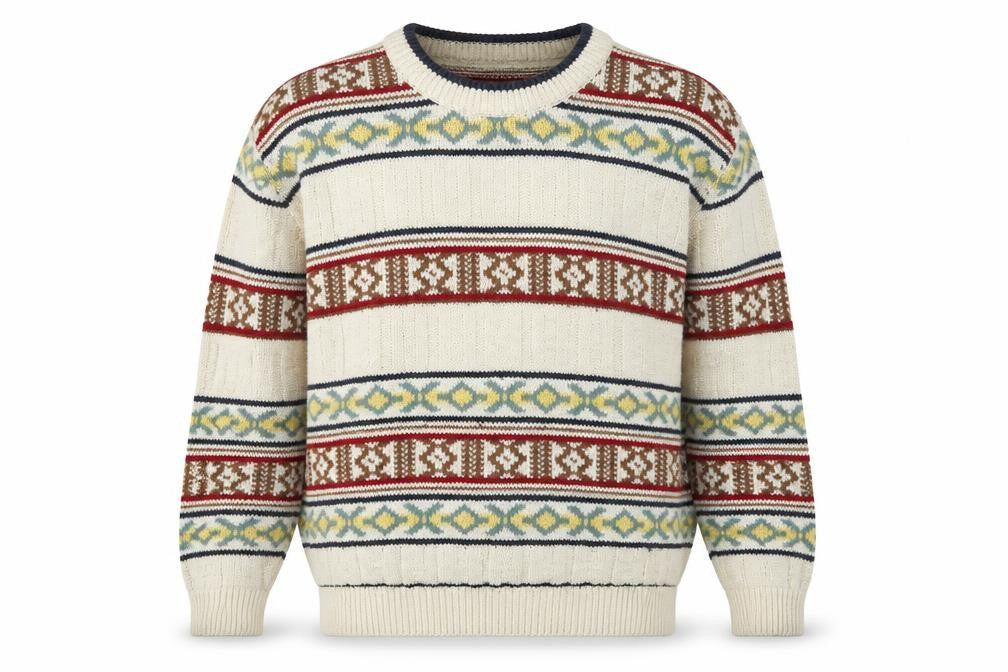 Front view of Marks & Spencer Men's Beige Fair Isle Wool Blend jumper S